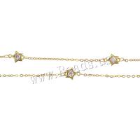 Cadena Decorativa de Metal, con diamantes de imitación, chapado en color dorado, Bricolaje & cadena de la barra, 11x7.5x3mm,1.5mm, 10m/Grupo, Vendido por Grupo