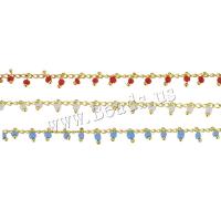 Messing dekorative Kette, mit Seedbead, goldfarben plattiert, DIY, keine, 2.5x6x2.5mm,1.5mm, 10m/Menge, verkauft von Menge
