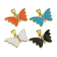 Cubic Zirconia Micro Pave Brass Pendant, Butterfly, gold color plated, micro pave cubic zirconia & enamel, more colors for choice, 23x12x2mm, Hole:Approx 3mm, Sold By PC