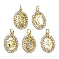 Cubic Zirconia Micro Pave Brass Pendant, gold color plated, different styles for choice & micro pave cubic zirconia & hollow, 12x17x2mm, Hole:Approx 3mm, Sold By PC
