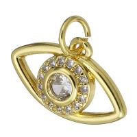 Cubic Zirconia Micro Pave Brass Pendant, Eye, gold color plated, micro pave cubic zirconia, 17x11x3mm, Hole:Approx 4mm, Sold By PC