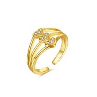 Cubique anneau en laiton Circonia Micro Pave, Placage de couleur d'or, bijoux de mode & pavé de micro zircon & pour femme, protéger l'environnement, sans nickel, plomb et cadmium, 11mm, Vendu par PC