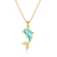 Cubic Zircon Micro Pave Brass Necklace, with 304 Stainless Steel Chain, with 2.36inch extender chain, Dolphin, gold color plated, fashion jewelry & micro pave cubic zirconia & for woman, more colors for choice, nickel, lead & cadmium free, 22mm, Length:Approx 15.75 Inch, Sold By PC