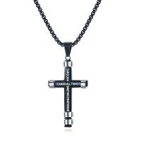 Stainless Steel Jewelry Necklace, 304 Stainless Steel, Cross, Vacuum Ion Plating, fashion jewelry & for man, black, 44x27mm, Length:Approx 21.65 Inch, Sold By PC