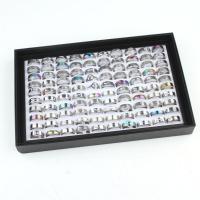 Stainless Steel Finger Ring, 304 Stainless Steel, Unisex, mixed colors, 17mm, 100PCs/Box, Sold By Box