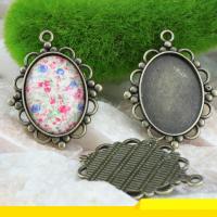 Tibetan Style Pendant Cabochon Setting, plated, more colors for choice, 38x30mm, Sold By PC