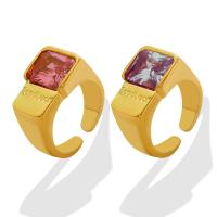 титан Манжеты палец кольцо, Другое покрытие, Регулируемый & инкрустированное микро кубического циркония & Женский, Много цветов для выбора, 12mm, размер:5, продается PC