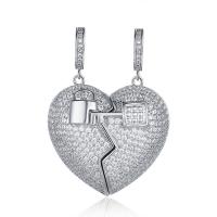 Cubic Zircon Micro Pave Brass Necklace, Heart, plated, Unisex & different styles for choice & micro pave cubic zirconia, more colors for choice, nickel, lead & cadmium free, 26x50mm, Length:Approx 24 Inch, Sold By PC