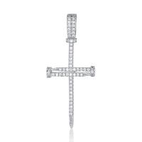 Cubic Zircon Micro Pave Brass Necklace Cross plated Unisex & micro pave cubic zirconia nickel lead & cadmium free Length Approx 24 Inch Sold By PC