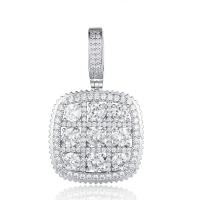Cubic Zircon Micro Pave Brass Necklace Square plated Unisex & micro pave cubic zirconia nickel lead & cadmium free Length Approx 24 Inch Sold By PC