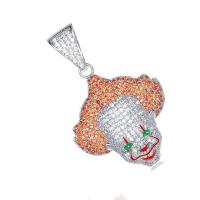 Cubic Zircon Micro Pave Brass Necklace, clown, silver color plated, Unisex & different styles for choice & micro pave cubic zirconia, silver color, nickel, lead & cadmium free, 55x35mm, Length:Approx 24 Inch, Sold By PC