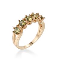 Cubic Zircon Brass Finger Ring, with Cubic Zirconia, gold color plated, different size for choice & for woman & faceted, olive green, nickel, lead & cadmium free, 3-4mm, Sold By PC