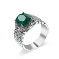Cubic Zirconia Micro Pave 925 Sterling Silver Rings Brass with Cubic Zirconia Oval platinum plated & for woman & faceted green nickel lead & cadmium free 6mm Sold By PC