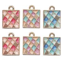 Zinc Alloy Enamel Pendants Square gold color plated nickel lead & cadmium free Sold By Bag