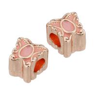 Tibetan Style Large Hole Bead, Butterfly, rose gold color plated, DIY & enamel, rose gold color, nickel, lead & cadmium free, 10x10x9mm, Sold By PC