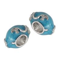Tibetan Style Jewelry Beads, Round, silver color plated, DIY & enamel, blue, nickel, lead & cadmium free, 7x13x13mm, Hole:Approx 5mm, Sold By PC