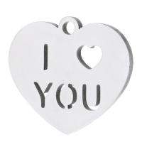 Stainless Steel Heart Pendants, 304 Stainless Steel, fashion jewelry, original color, 14x13x1mm, Hole:Approx 1mm, Sold By PC
