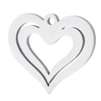 Stainless Steel Heart Pendants, 304 Stainless Steel, fashion jewelry, original color, 19.50x17x1mm, Hole:Approx 1mm, Sold By PC