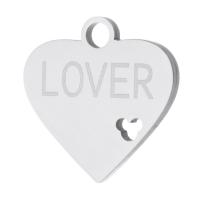Stainless Steel Heart Pendants, 304 Stainless Steel, fashion jewelry, original color, 14x14x1mm, Hole:Approx 2mm, Sold By PC