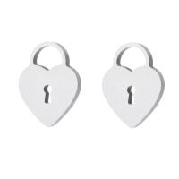 Stainless Steel Heart Pendants, 304 Stainless Steel, fashion jewelry, original color, 9x12x1mm, Hole:Approx 4mm, Sold By PC