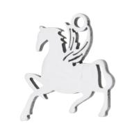 Edelstahl Tieranhänger, 304 Edelstahl, Pferd, Modeschmuck, originale Farbe, 13x13x1mm, Bohrung:ca. 1mm, verkauft von PC