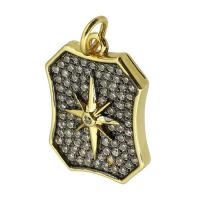 Cubic Zirconia Micro Pave Brass Pendant gold color plated DIY & micro pave cubic zirconia golden nickel lead & cadmium free Approx 2mm Sold By PC