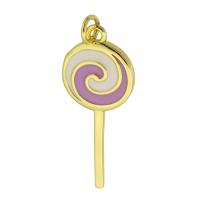 Brass Jewelry Pendants, Lollipop, gold color plated, enamel, golden, nickel, lead & cadmium free, 10x25x1.50mm, Hole:Approx 3mm, Sold By PC