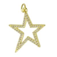 Cubic Zirconia Micro Pave Brass Pendant Star gold color plated micro pave cubic zirconia golden nickel lead & cadmium free Approx 4mm Sold By PC