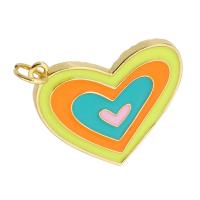 Brass Jewelry Pendants, Heart, gold color plated, enamel, mixed colors, nickel, lead & cadmium free, 22x23x2mm, Hole:Approx 3.5mm, Sold By PC