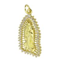 Cubic Zirconia Micro Pave Brass Pendant, Virgin Mary, gold color plated, micro pave cubic zirconia, golden, nickel, lead & cadmium free, 14x19x2mm, Hole:Approx 3.5mm, Sold By PC
