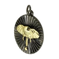 Brass Jewelry Pendants, Elephant, gold color plated, enamel, black, nickel, lead & cadmium free, 16x22x4mm, Hole:Approx 3mm, Sold By PC