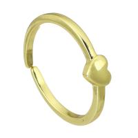 Кольца из латуни, Латунь, Сердце, плакирован золотом, Женский, Золотой, не содержит никель, свинец, 1.50mm, размер:4, продается PC