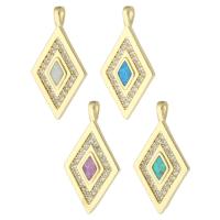 Cubic Zirconia Micro Pave Brass Pendant, Rhombus, gold color plated, micro pave cubic zirconia, more colors for choice, nickel, lead & cadmium free, 12x23x2mm, Hole:Approx 1.5mm, Sold By PC