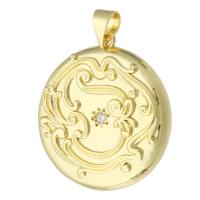 Cubic Zirconia Micro Pave Brass Pendant, Round, gold color plated, micro pave cubic zirconia, more colors for choice, nickel, lead & cadmium free, 24x26x3mm, Hole:Approx 3.5mm, Sold By PC