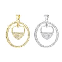 Cubic Zirconia Micro Pave Brass Pendant, Round, plated, micro pave cubic zirconia, more colors for choice, nickel, lead & cadmium free, 27x30x2.50mm, Hole:Approx 3mm, Sold By PC