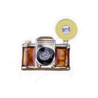 Enamel Brooch Zinc Alloy Camera fashion jewelry & Unisex & with rhinestone nickel lead & cadmium free 28mm Sold By PC