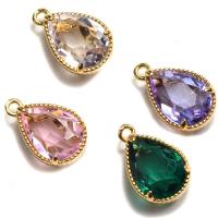 Crystal Pendants Zinc Alloy with Crystal Teardrop gold color plated DIY nickel lead & cadmium free Sold By Bag