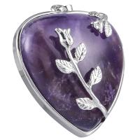 Gemstone Pendants Jewelry with Zinc Alloy Heart & Unisex Sold By PC