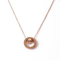 Stainless Steel Jewelry Necklace 304 Stainless Steel with 1.97inch extender chain Vacuum Ion Plating fashion jewelry & for woman & with rhinestone rose gold color 20mm Length Approx 15.75 Inch Sold By PC