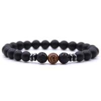 Gemstone Bracelets, Natural Stone, with Elastic Thread, Round, fashion jewelry & different materials for choice & Unisex, more colors for choice, 8mm, Length:19 cm, Sold By PC
