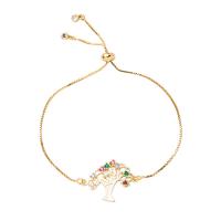 Cubic Zirconia Micro Pave Brass Bracelet, Tree, gold color plated, Adjustable & fashion jewelry & different size for choice & micro pave cubic zirconia, more colors for choice, nickel, lead & cadmium free, Length:25-26 cm, Sold By PC