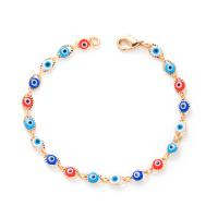 Evil Eye Jewelry Bracelet Brass Round gold color plated fashion jewelry & for woman & enamel nickel lead & cadmium free Length 17 cm Sold By PC