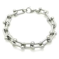 Titanium Steel Bracelet & Bangle Round silver color plated fashion jewelry & Unisex silver color Sold By PC