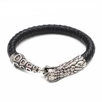 Leather Bracelet, with 316L Stainless Steel, Round, silver color plated, fashion jewelry & for man, more colors for choice, 55x8mm,34mm,37mm, Sold By PC