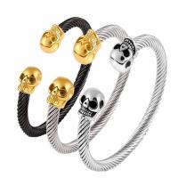 316L Stainless Steel Cuff Bangle Skull plated fashion jewelry & for man 53-58mm 6mm Sold By PC