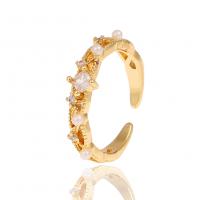 Cubic Zirconia Micro Pave Brass Ring, gold color plated, Adjustable & micro pave cubic zirconia & for woman, 21mm, Sold By PC
