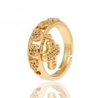 Kubieke Circonia Micro Pave Brass Ring, Messing, gold plated, Verstelbare & Met Hanger & micro pave zirconia & voor vrouw & hol, 21mm, Verkocht door PC