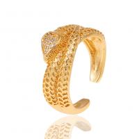 Cubic Zirconia Micro Pave Brass Ring, gold color plated, Adjustable & micro pave cubic zirconia & for woman, 23mm, Sold By PC