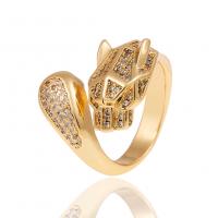 Kubieke Circonia Micro Pave Brass Ring, Messing, gold plated, Verstelbare & micro pave zirconia & voor vrouw, 23mm, Verkocht door PC