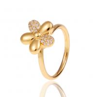 Cubique anneau en laiton Circonia Micro Pave, fleur, Placage de couleur d'or, Réglable & pavé de micro zircon & pour femme, 20mm, Vendu par PC